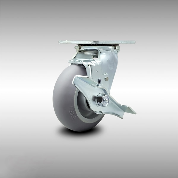 5 Inch SS Thermoplastic Rubber Swivel Caster with Ball Bearing and Brake SCC